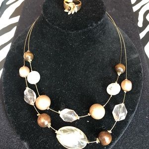 Tiger eye ring and statement beaded necklace